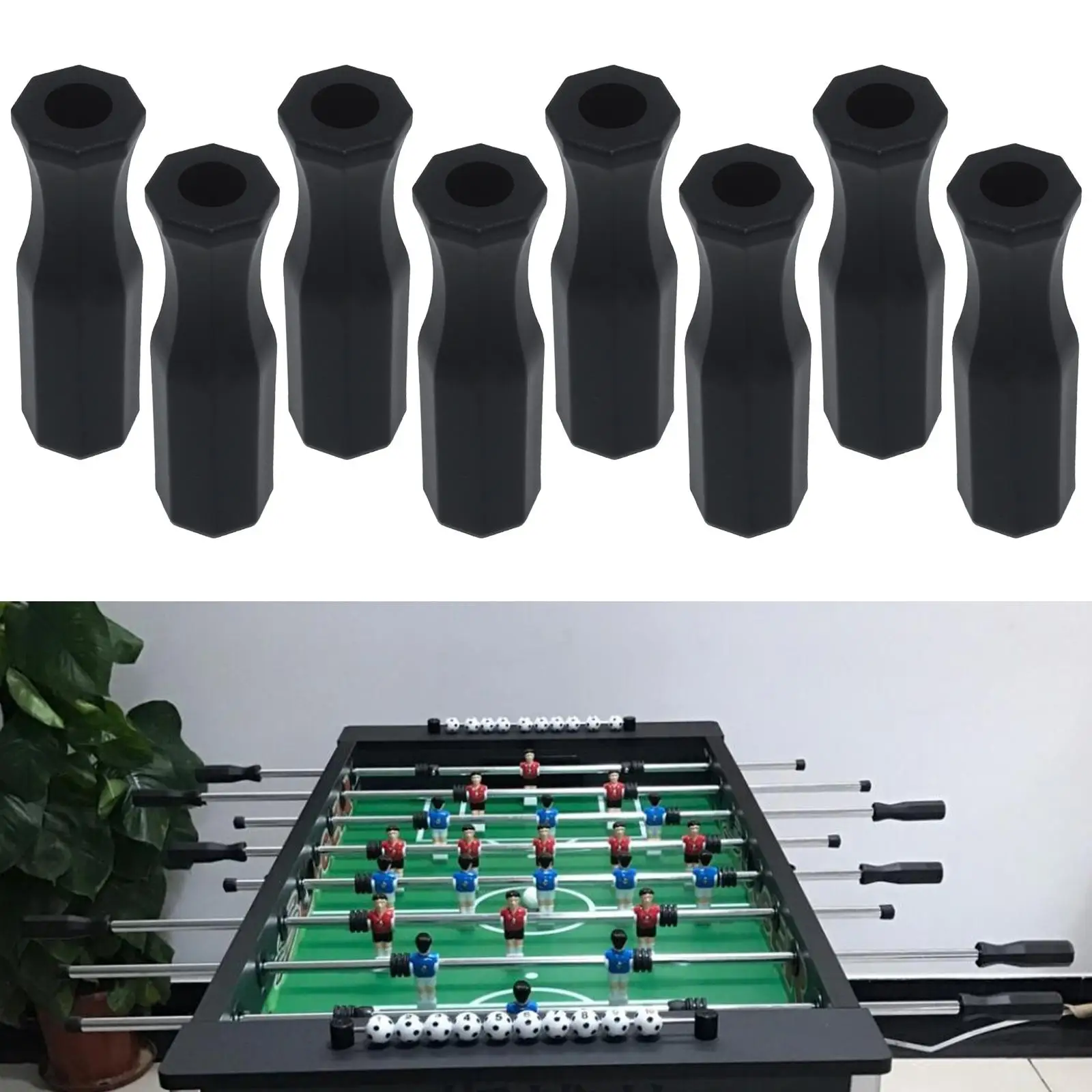 8 Pcs Foosball Handle Grips 5/8 inch Foosball Rods Black Replacement