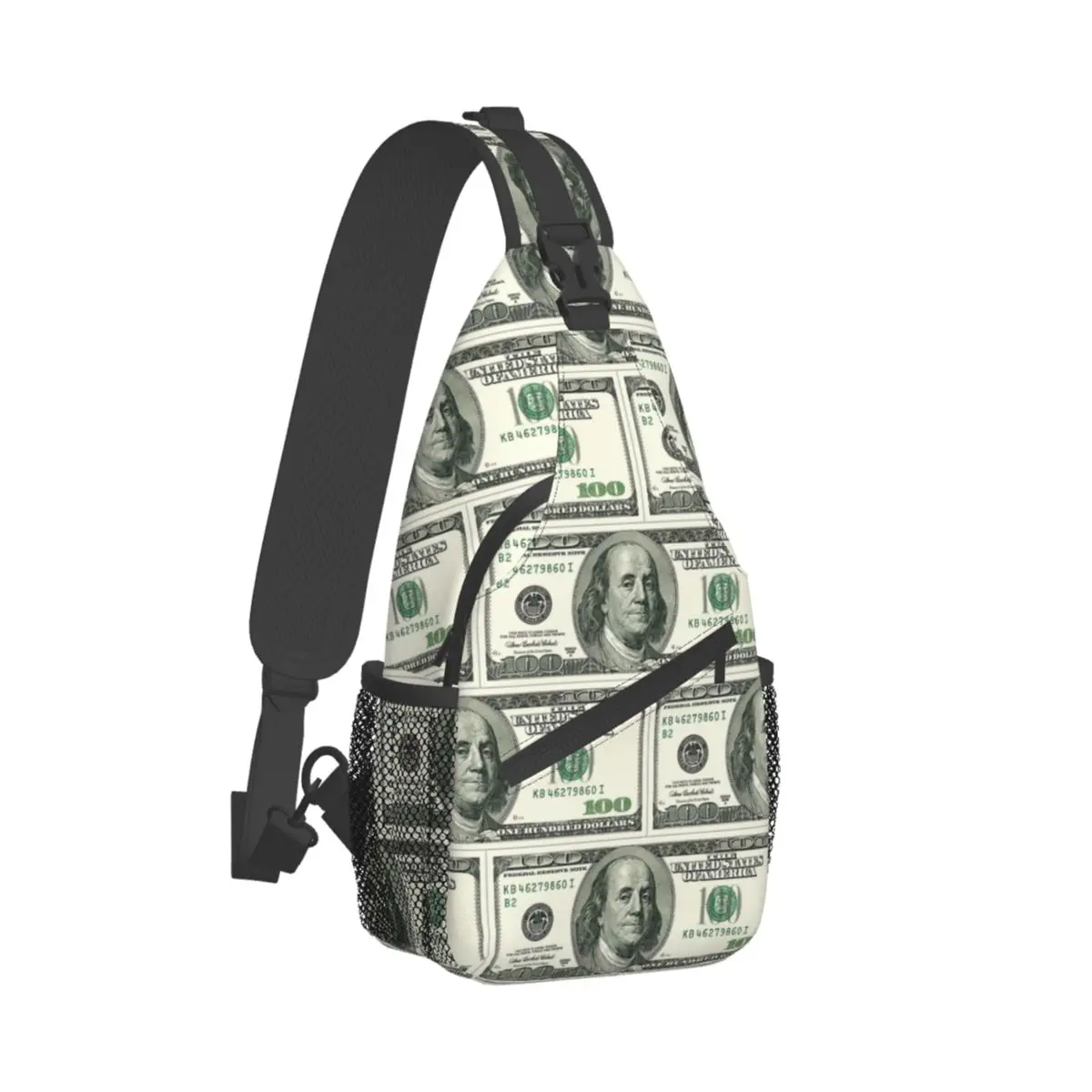 Marshall-100 Dollar Bill Sling Bags, Peito Crossbody Ombro Mochila, Viagem Caminhadas Daypacks, Padrão Dinheiro, EUA Satchel