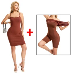 Vestido moldeador para mujer, moldeador de cuerpo, bragas de Control adelgazantes ajustadas en 1, vestidos informales de verano de manga corta
