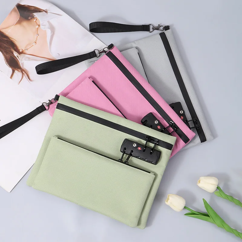 

Oxford cloth wear-resistant double-layer password lock, document briefcase, passport card storage, hand-held wallet