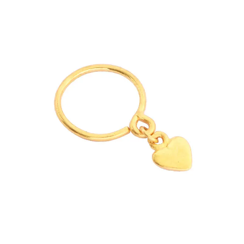 Pure Solid Gold Earrings Hoop For Women Loving Heart Charms Real 24K Yellow Gold Earrings Drop Jewelry