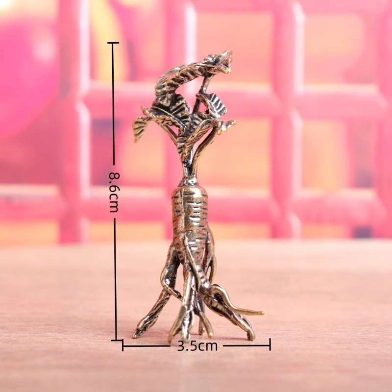 Creative Brass Life Ginseng Tree Figurine Auspicious Home Office Desk Chinese Style Craft Decor DIY Table Sculpture Decoration