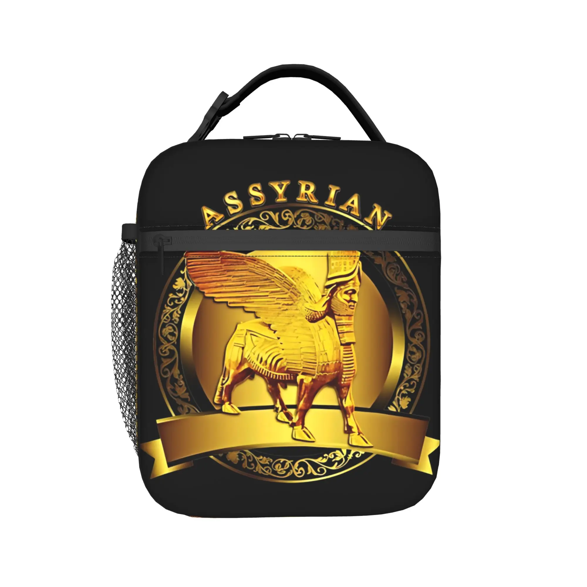 Lunch Bag Assyrian Lamassu Gold Logo Travel Lunch Box For Child  Fun Portable Print Thermal Tote Handbags