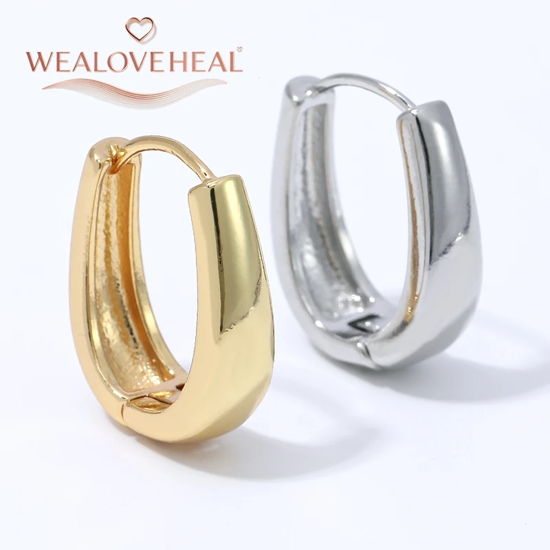 18K vergoldete Messing-Ohrringe in geometrischer Tropfenform für Damen, U-förmige Creolen, Modeschmuck, minimalistisch für den Alltag. – Detail 16