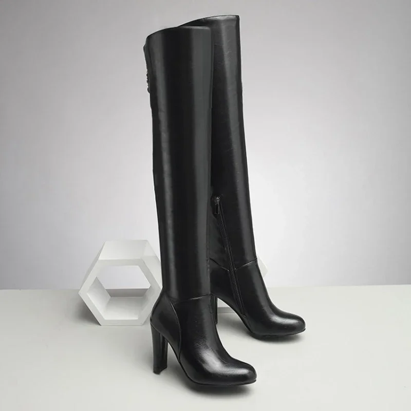 Thigh high boots Women over the knee Boots Sexy Fetish Dance Nightclub Party Shoes 9CM High Heel Zipper Plus size 32-43 7595-2