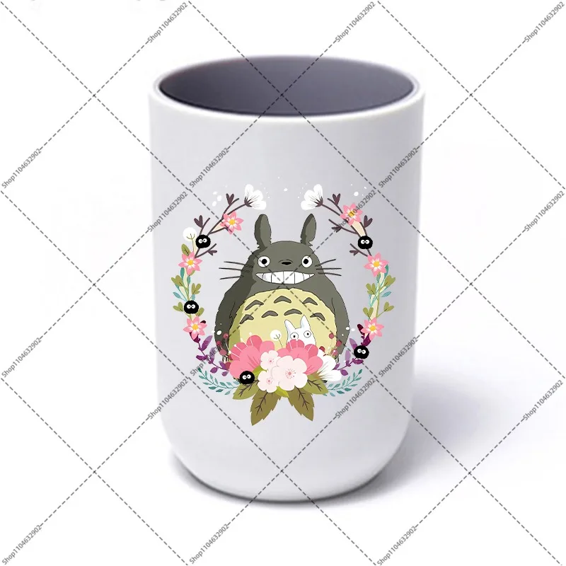 Totoro Toothbrush Cups Cartoon Anime Pattern Unisex Tooth Cup Trvel Portable Family Simple Couple Water Bottles Party Gifts New view 6