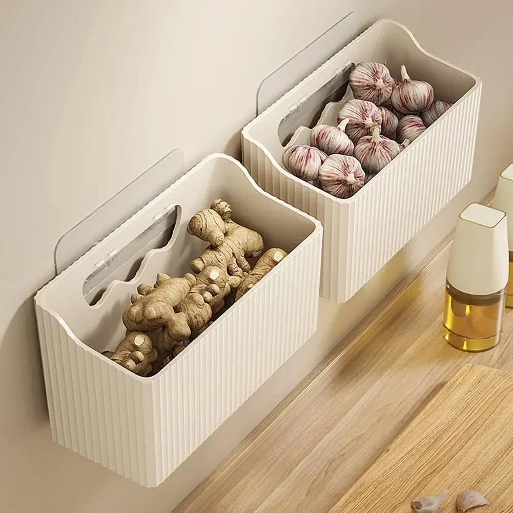 Capacity Storage Organizer Capacity Wall-mounted Storage Basket for Kitchen Bathroom Onion Ginger Garlic Holder for Vegetable