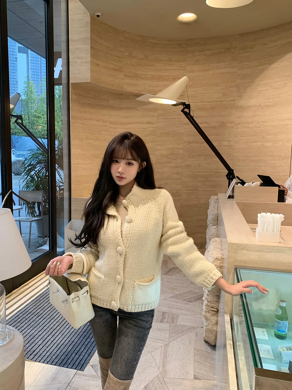 

Retro Collar Women's Knitted Sweater with ket Single Button Autumn Winter Leisurely Aosphere Korean Sle Outerwear