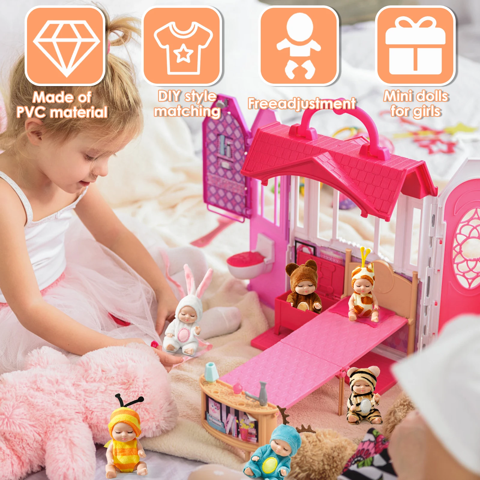 6-12 stuks reborn pop kit speelgoed simulatie prinses poppen speelgoed mini schattige slapende baby met kleding kerst verjaardag kerstcadeau