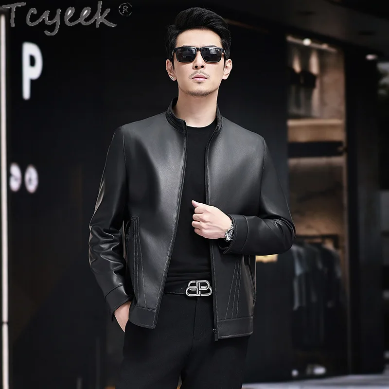 Tcyeek Genuine Leather Man Jackets Spring Autumn Clothes Motocycle Jacket Mens Coats Real Sheepskin Coat 2025 Jaqueta De Couro