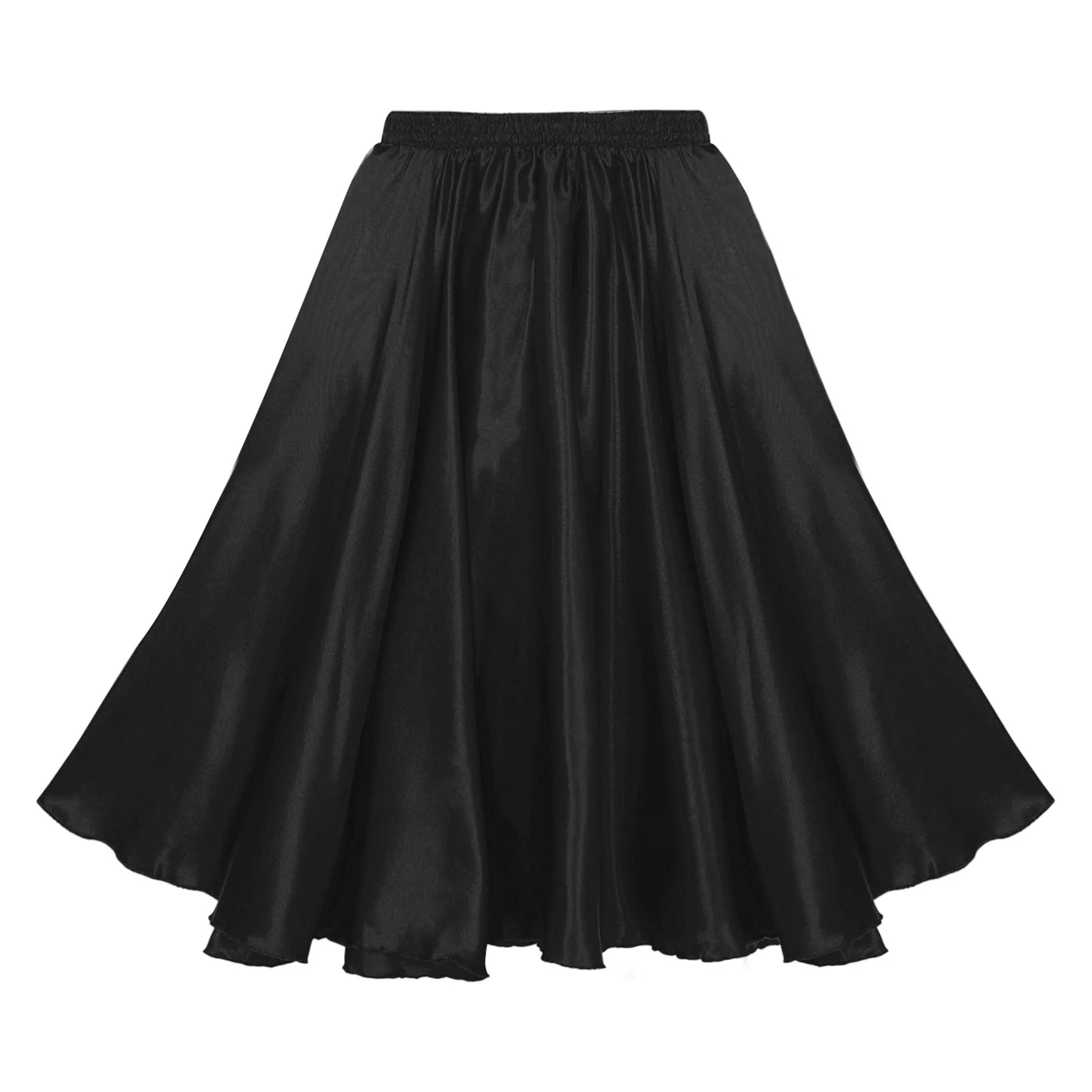 Kids Girls Belly Dancing Performance Costume Flamenco Spanish Paso Doble Ballroom Latin Tango Dance Chiffon 360° Maxi Skirt