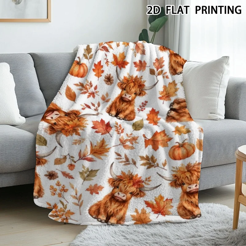 Leopard Bow Halloween Throw Blanket, Pumpkin Ghost Bat Printed Plush Blanket for Living Room Home Decor