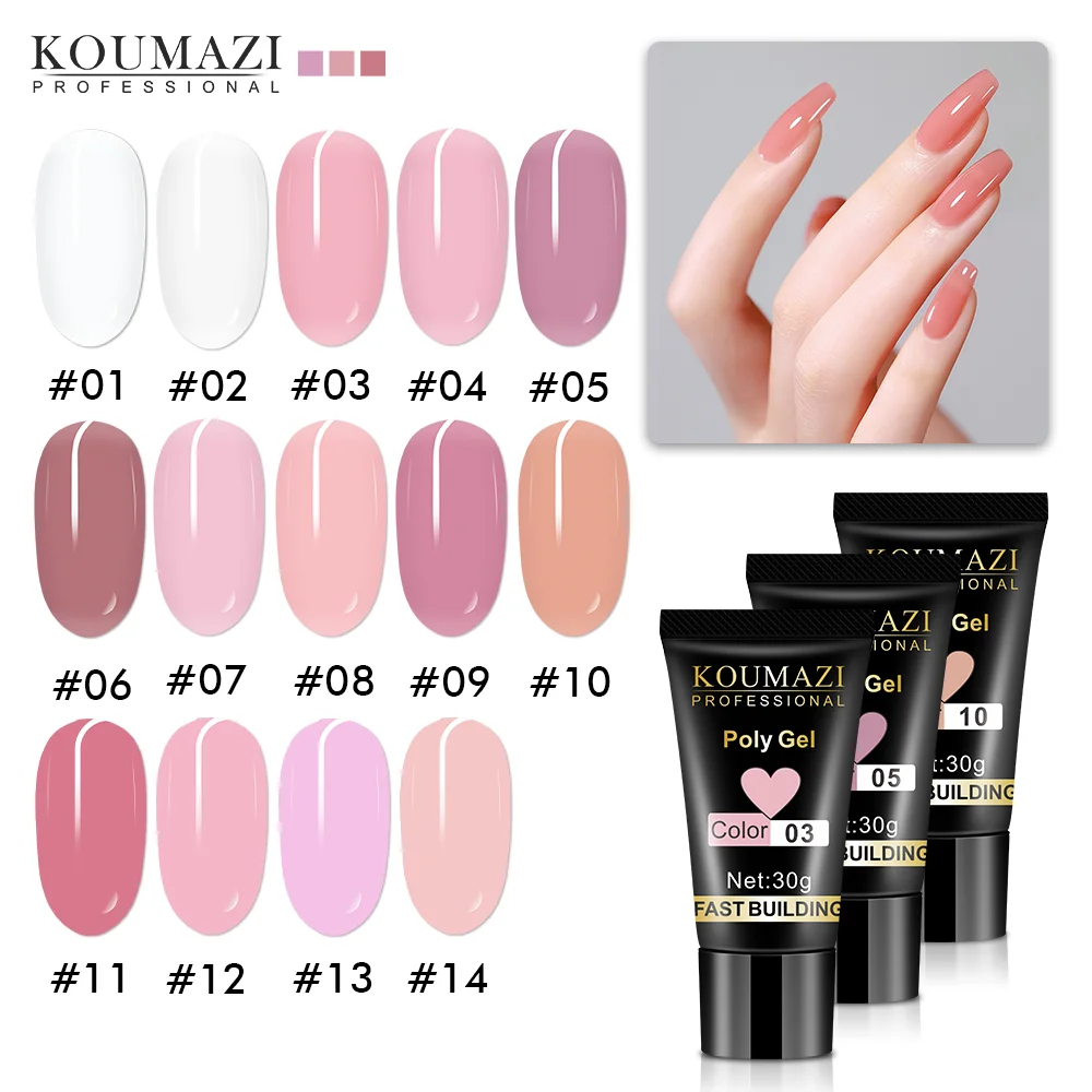 60ml 30ml Poly Nail Gel Semi Permanent Acrylic Extension Crystal Nail Art Fast Builder Hybrid Varnish Manicure UV Gel Polish