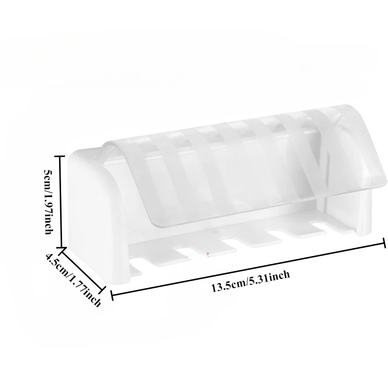 Self-adhesive wall-mounted toothbrush holder with cover - A self-adhesive bathroom storage box that doesn't require drilling