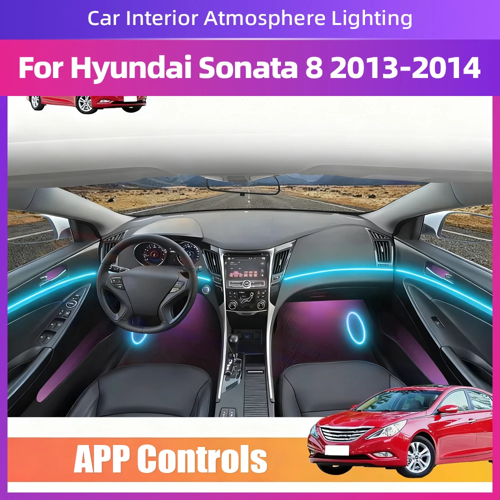 

For Hyundai Sonata 8th 2013-2014 Interior 64 Colors LED Acrylic Ambient Light Lamp Strip with Stylish Car Interior Lighting