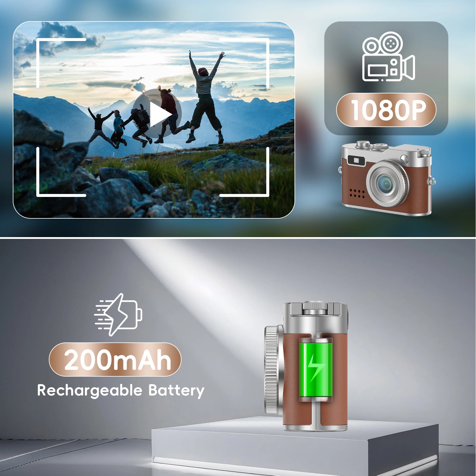 Miniaturowa Kamera Brelok 1080p 2MP Cyfrowa Kamera 200mAh Zabawka Kamera z Kartą 8GB Prezent dla Chłopców Dziewcząt
