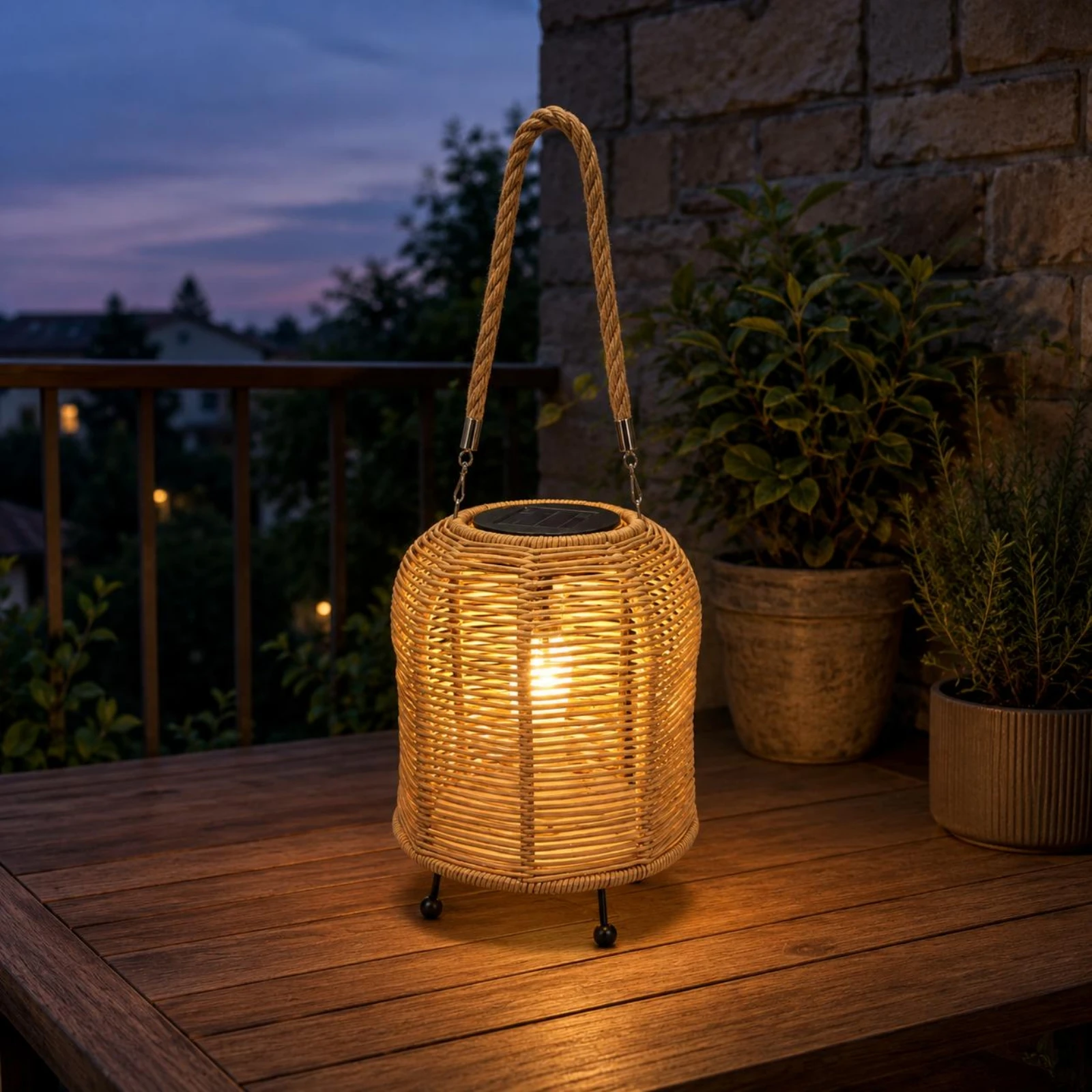 손으로 짠 태양광 랜턴, 땋은 로프 손잡이, 손으로 짠 - Restaurant Lighting Decoration 리뷰 및 가격