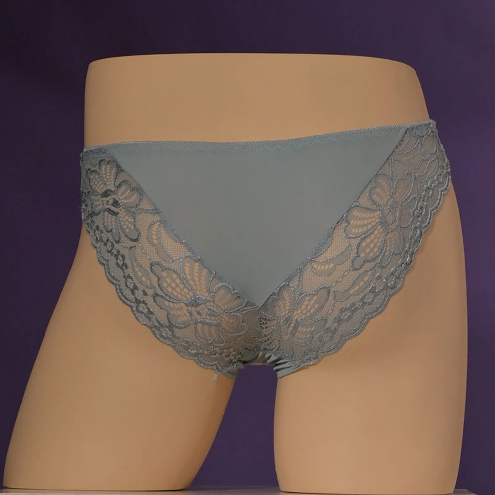 Mens Briefs Lace Underwear Breathable Sexy Low Waist Soft Thin Mesh Intimates