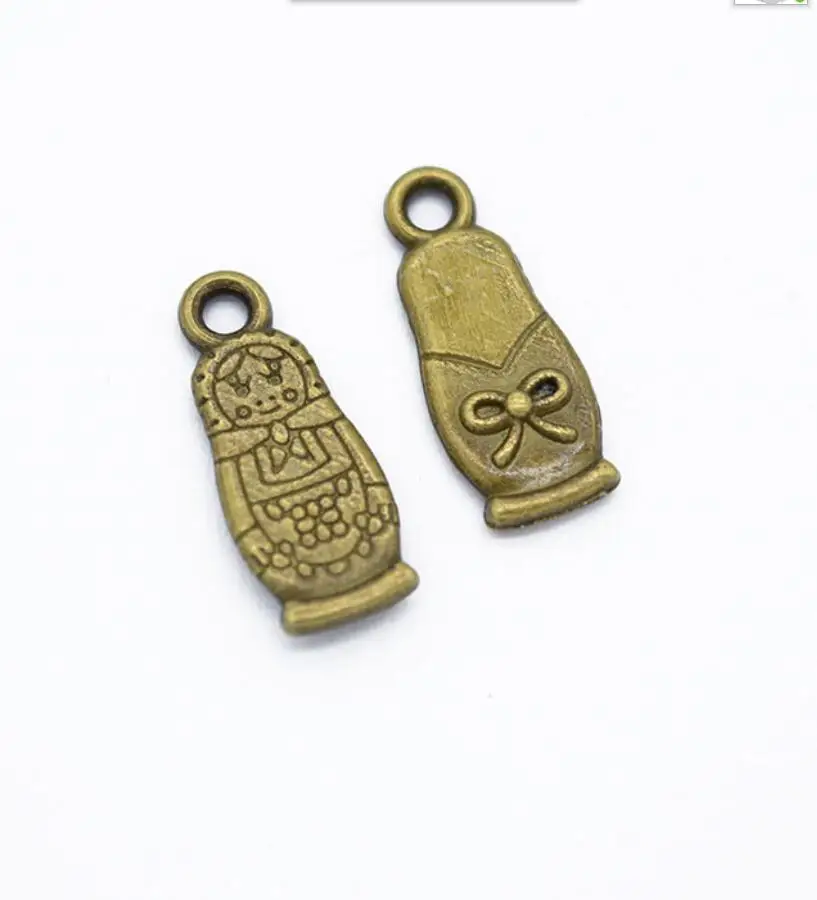 100PCS Russian Dolls Acrylic Dangle Charms 17*7mm Painting Epoxy Charm For Earrings Bracelets Keychain Jewelry F0779