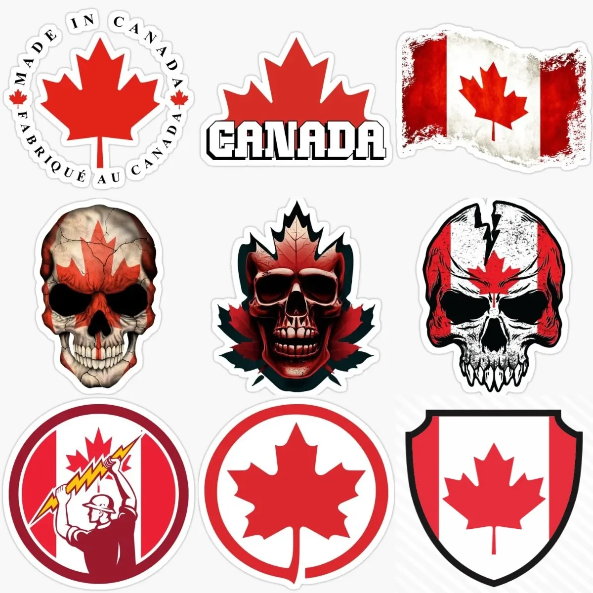 

Canada Flag Skull Maple Leaves PVC Sticker for Decorate Car Laptop Truck Wall Room Bicycle Van Table Helmet Decal Accessories