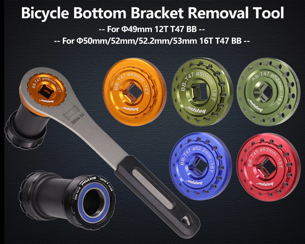 HEPPE Fahrrad T47 Tretlager Installation und Entfernung Werkzeug Fahrrad Tretlager Schlüssel für 49-53mm 12T 16T T47 BB Reparatur – Detail 7
