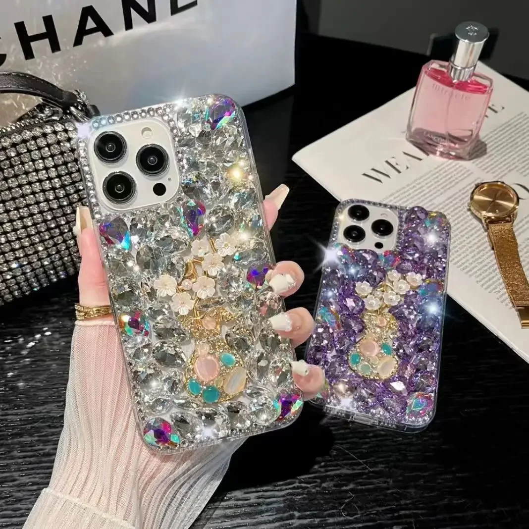 Luxury Vase Flower Diamond Case For Motorola Moto G 5G Stylus 5G 2023 E13 E22 E32 4G Edge S30 Pro 30 Fusion Cover Telefon Fundas