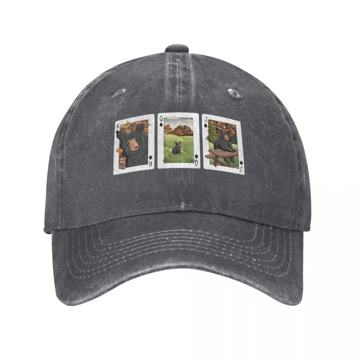 Black Bear Clubs Cards Print Baseball Cap Sunhat Military Cap Man Sports Cap For Men Women's