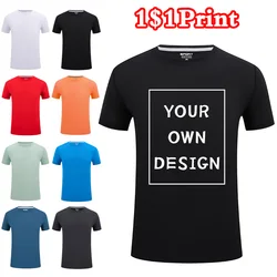 Men's and Women's Ice silk Round Neck T-shirt Custom Printed Embroidered Logo Sports Fitness Short Sleeve Top Running Shirt