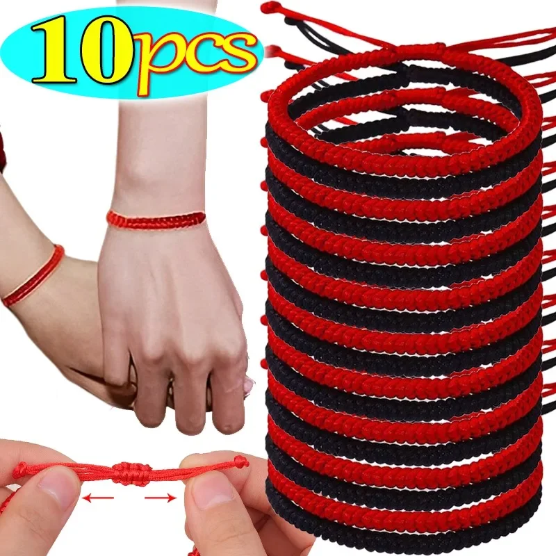 1-10Pcs Tibetan Thread Buddhist Bracelet Bangles Adjustable For Women Handmade Knot Amulet Red Rope Lucky Bracelet Charm Jewelry