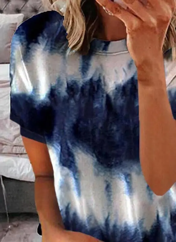 T shirt women 2026 fashion Summer  short sleeve fashion gradient tie-dye versatile T-shirt for women top clothing