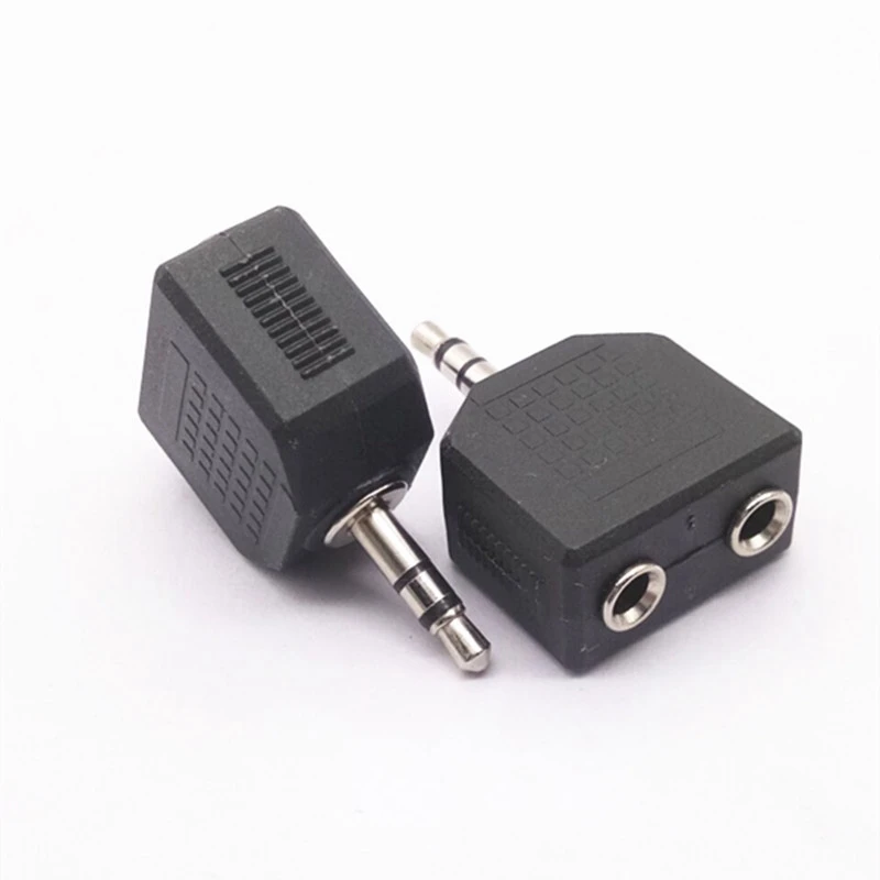 1 قطعة 3.5 مللي متر جاك ذكر إلى مزدوج AUX أنثى Y الفاصل محول للهاتف ميكروفون المتكلم سماعة الصوت سماعة #5