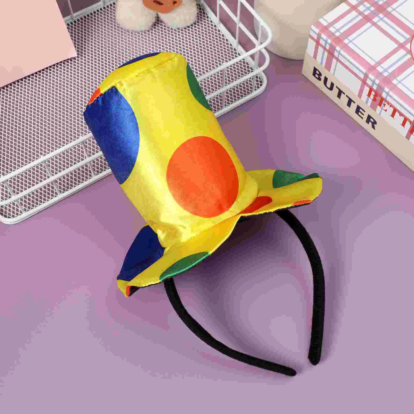 Bright Color Plush Fabric Clown Hat Headband Headband Comfortable Size Carnival Halloween Cosplay Costume Accessories