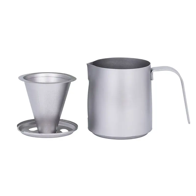 

ABYN-Titanium Pour-Over Coffee Cup With Detachable Filter, Portable Slow Drip Paperless Coffee Maker Set For Outdoor Brewing