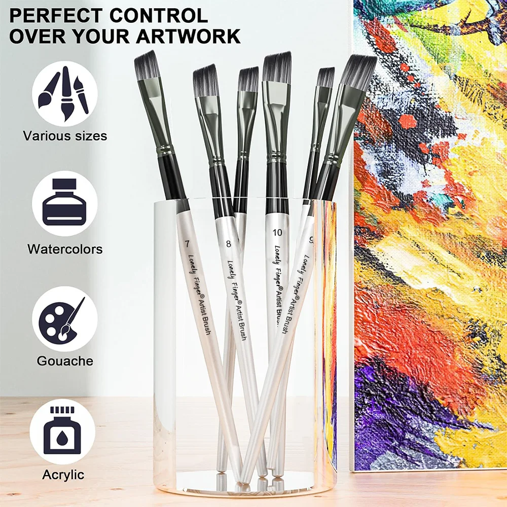 Angle Aritst Pinsel-Set, 10-teilige Angle Art Pinsel für Acryl, Öl, Aquarellmalerei, Haar-Anglular Shader Pinsel