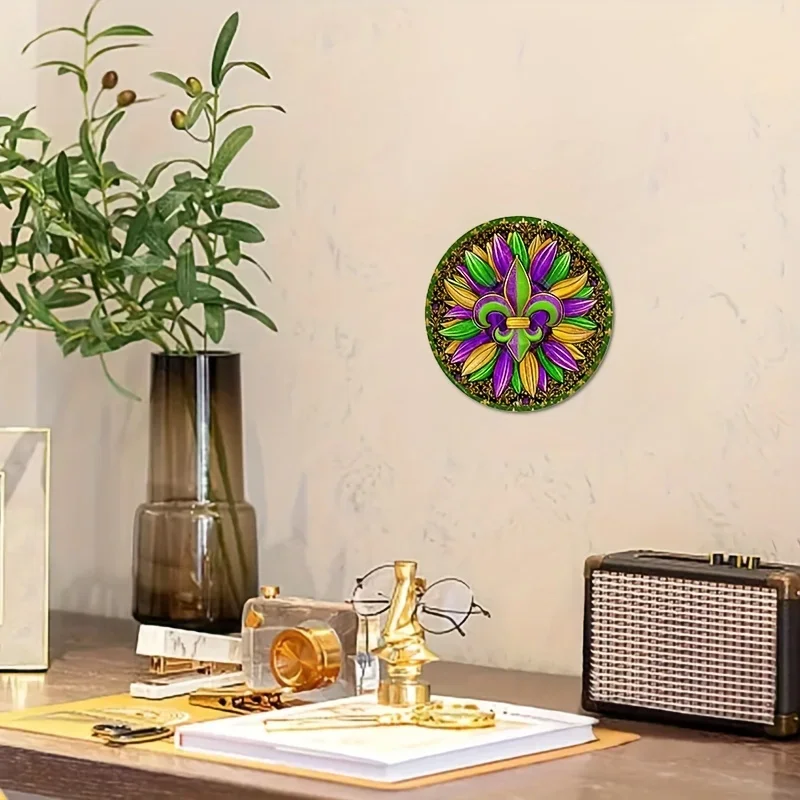 علامة معدنية فلور دي ليز ماردي غرا إكليل علامة إكليل مستديرة ديكور الباب إبداعات جدار ديكور مزرعة ديكور غرفة الديكور #5