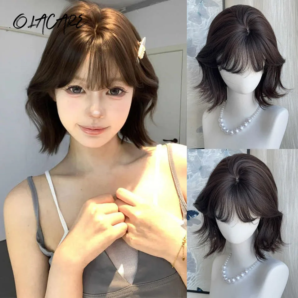

Pink Brown Black BOBO Synthetic Wigs Short Natural Wave Hair Wig For Women Party Daily High Density Heat Resistant LM