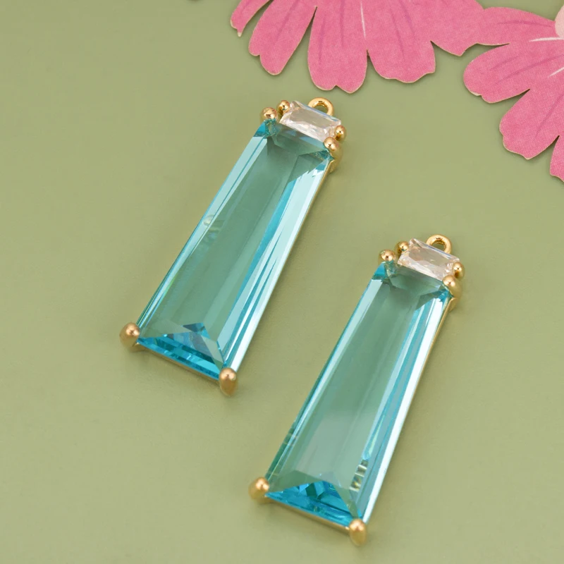 assoonas, 4 Stück/Set, ME94, Schmuckzubehör, 18k Gold rhodiniert, Kupfer, Glas, handgefertigt, Anhänger, Schmuckherstellung, DIY-Anhänger – Detail 5