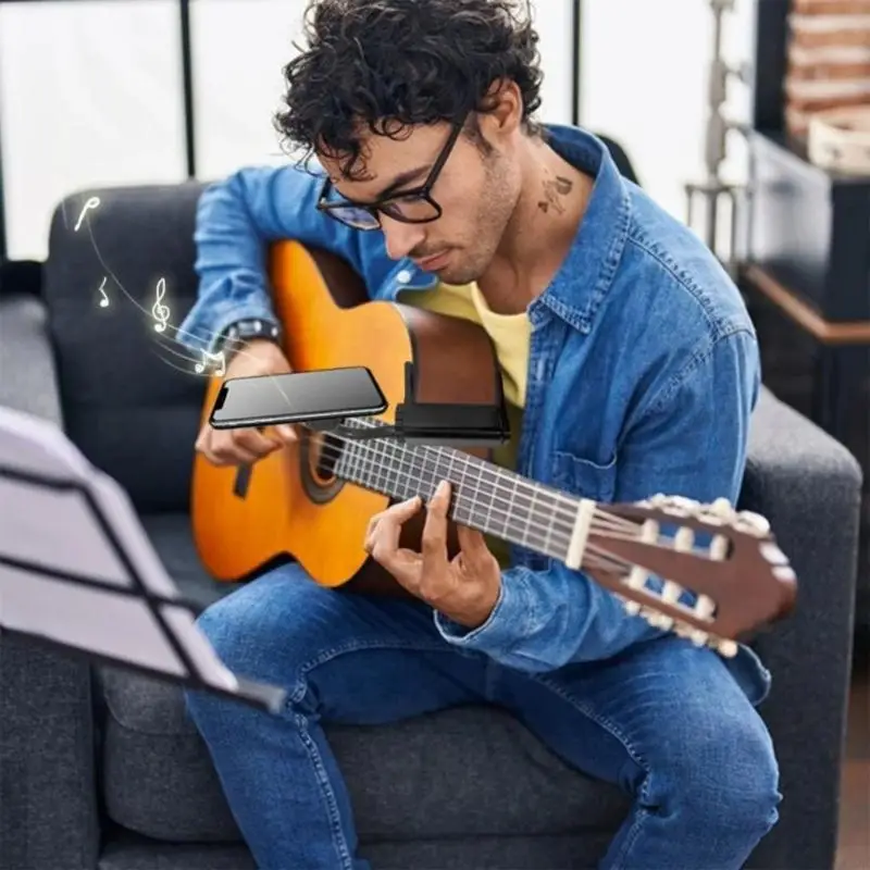 Soft Grip Guitar Phone Stand With 360 Degree Rotation Ergonomic Guitar Phone Clip Comfortable Use JOME