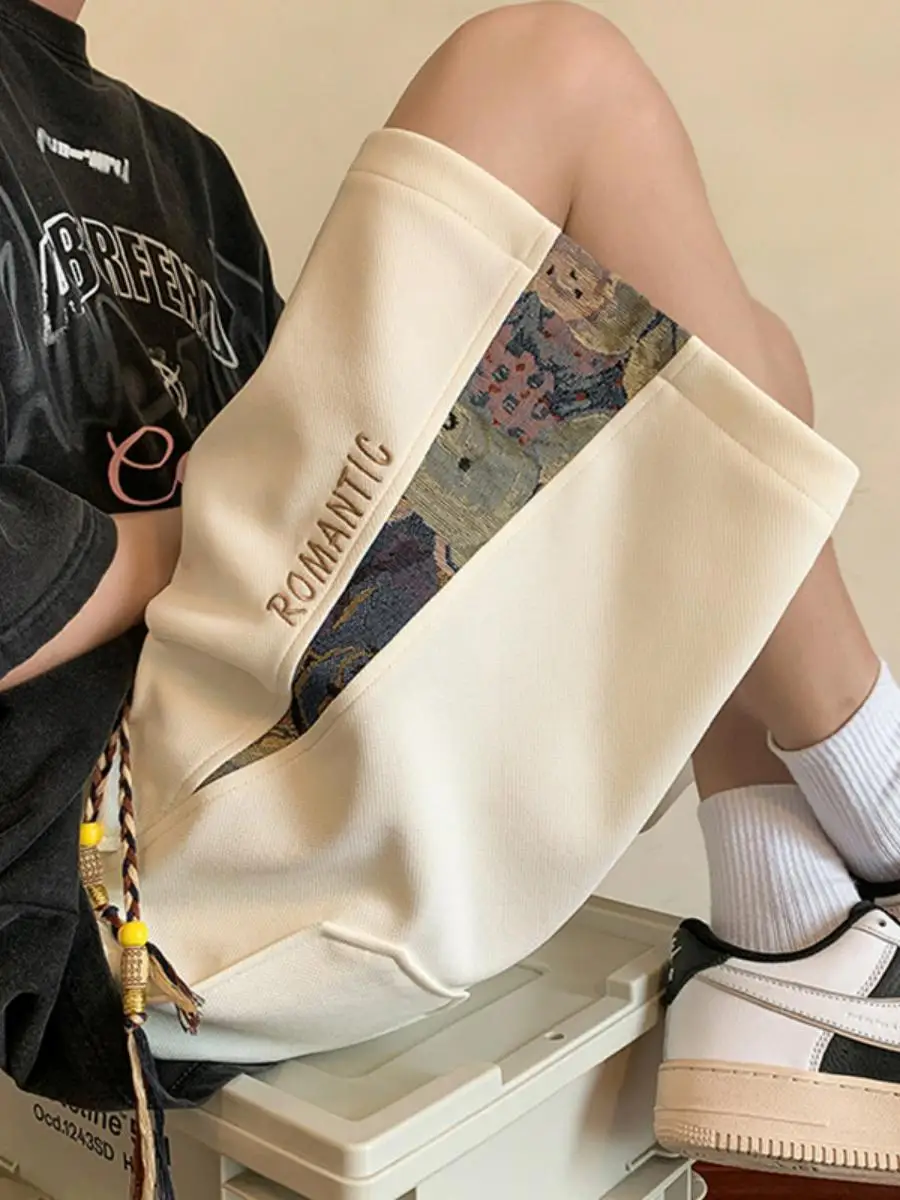 

Повседневные мужские брюки с вышивкой, лето 2023, модный брендовый дизайн, спортивные брюки большого размера, прямые брюки длиной пять четвертей