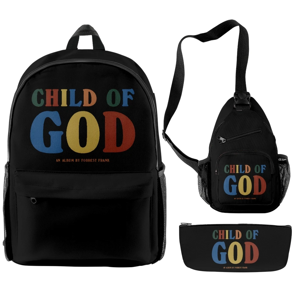 Forrest Frank Child of God Backpack Three Piece Set Women Men Shoulders Bag Fashion Streetwear Travel Bags