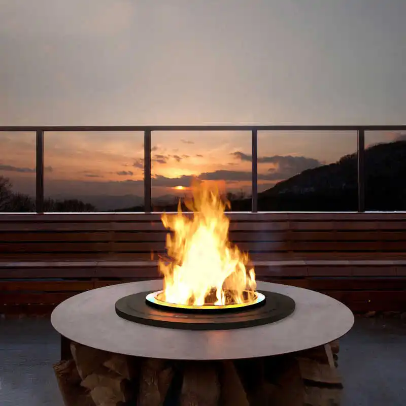 

Corten Steel Gas Fire Pit Table & Sofa Set For Outdoor Garden Patio Heating Rectangle Shape With Glass Material