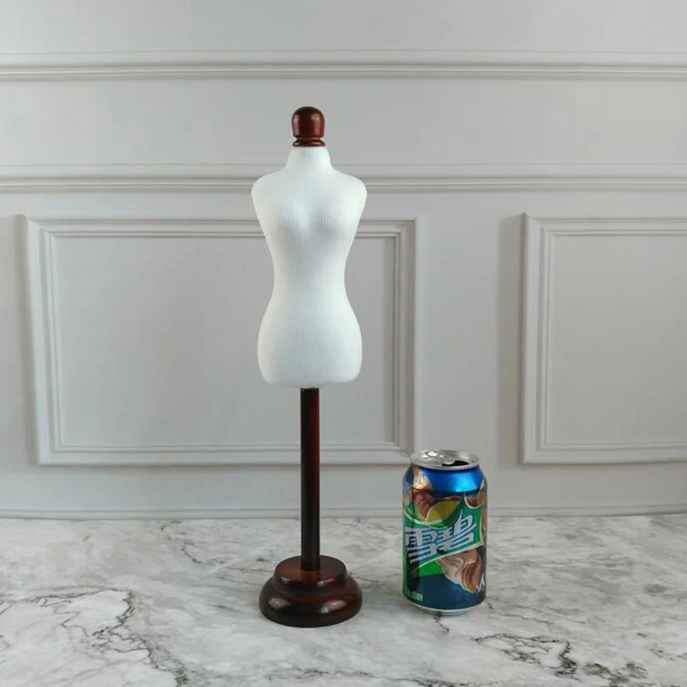 Half Female Dress Foam Cloth Mannequin, Flexible for Sewing Body Scale Jersey, Bust Button, Wooden Base Rack, 1PC, B850