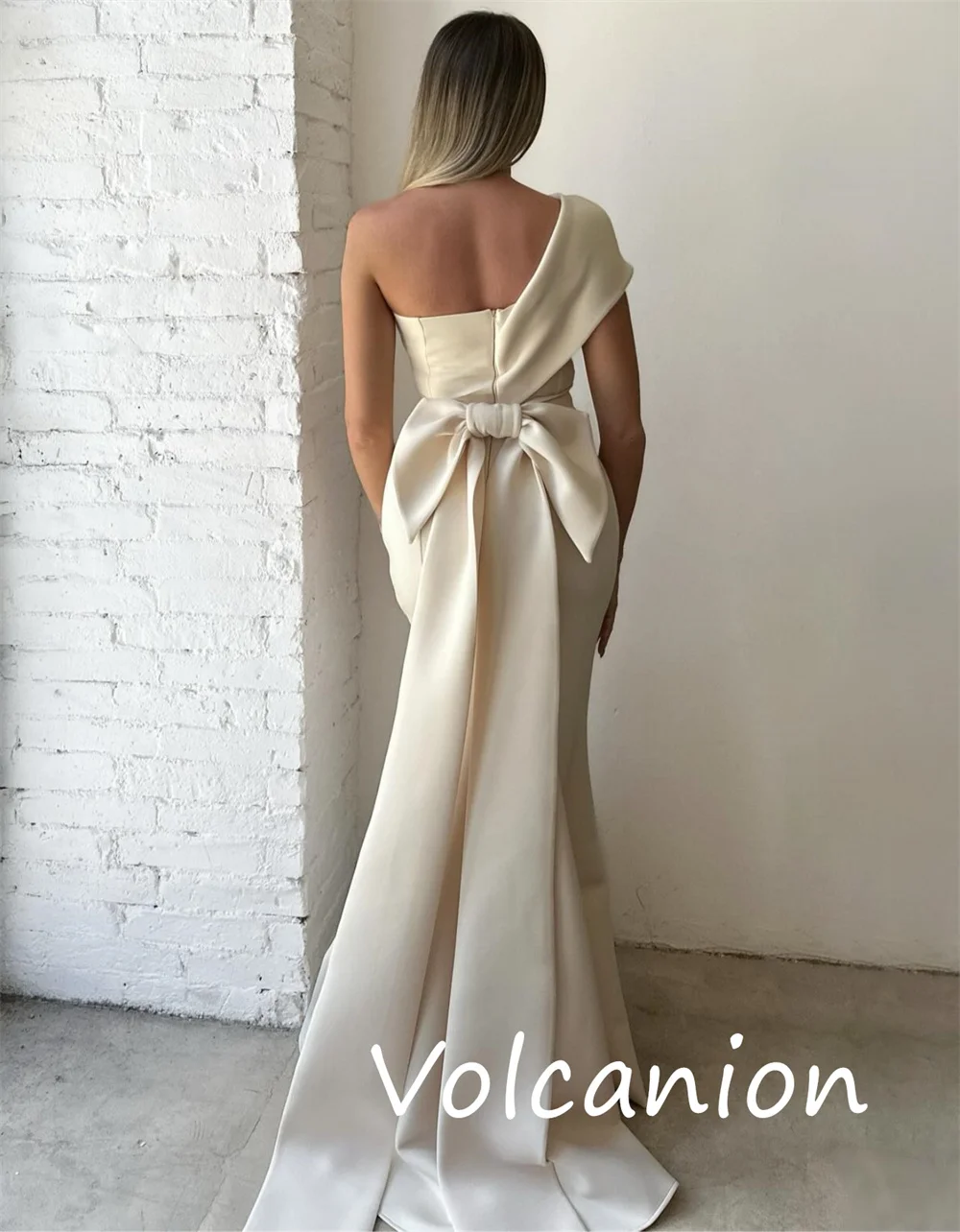 Customized Sizes Available Jersey Bow Pleat Trumpet One-shoulder Long Dresses Bespoke Occasion Intricate