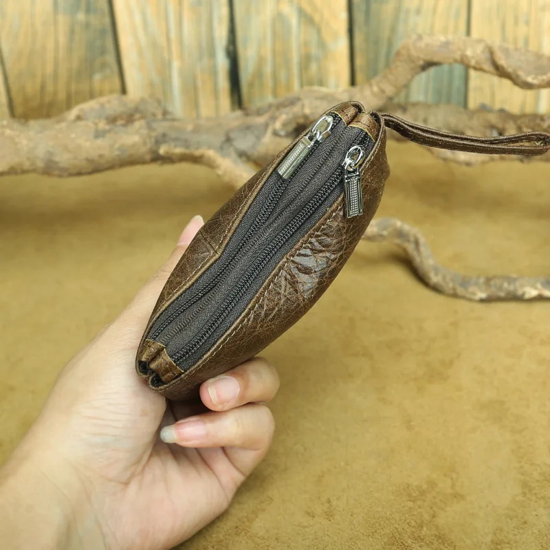 미니 작은 변화 지갑 여성 더블 지퍼 동전 지갑 신용 카드 소지자 주최자 티켓 가방 정품 암소 가죽 지갑