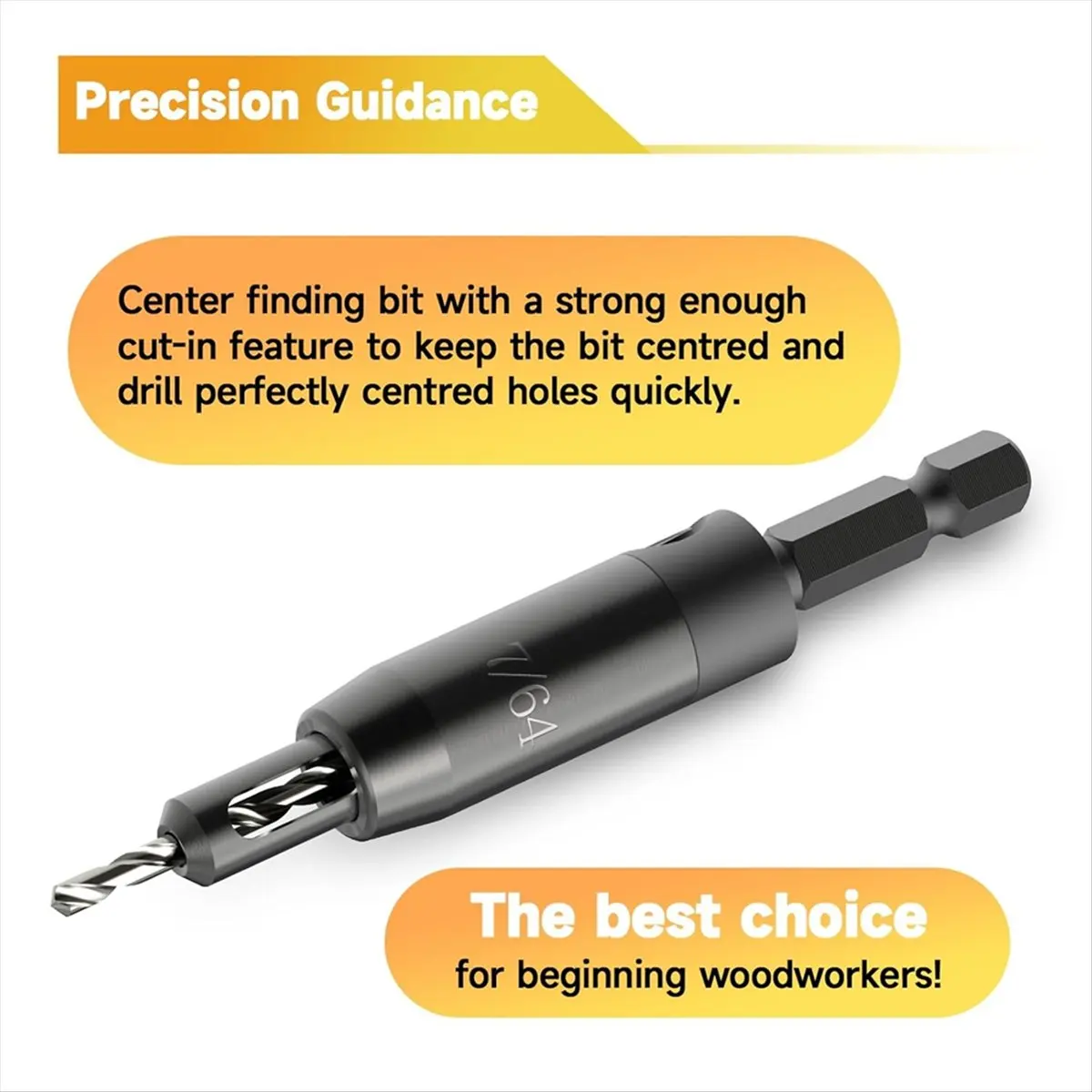 REST Self Centering Drill Bit Set, for 1/4 in Hex Shank Drill, Countersink Drill Bits for Wood and Hole 3/32in, 7/64in, 1/8in