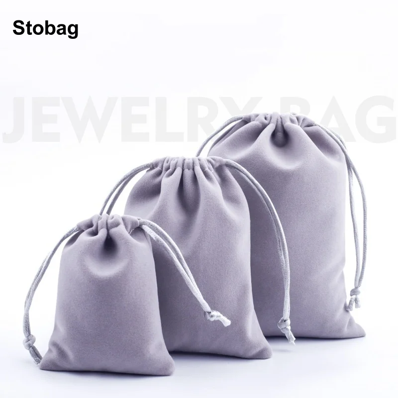 

StoBag 50pcs Wholesale Color Velvet Drawstring Bag Small Cloth Gift Jewelry Packaging Storage Bundle Pocket Reusable Pouches