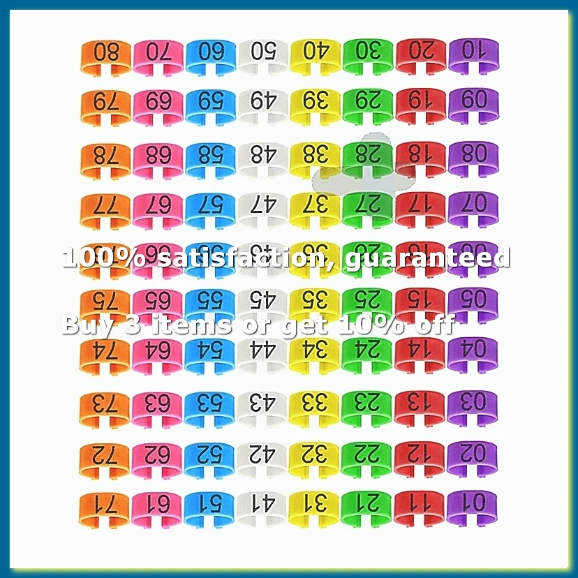 ●80Pcs 16mm Chicken Leg Bands with 8 Colors,Colorful 01-80 Numbered Chicken Identification Leg Bands Duck Poultry Leg Tag-ABFB