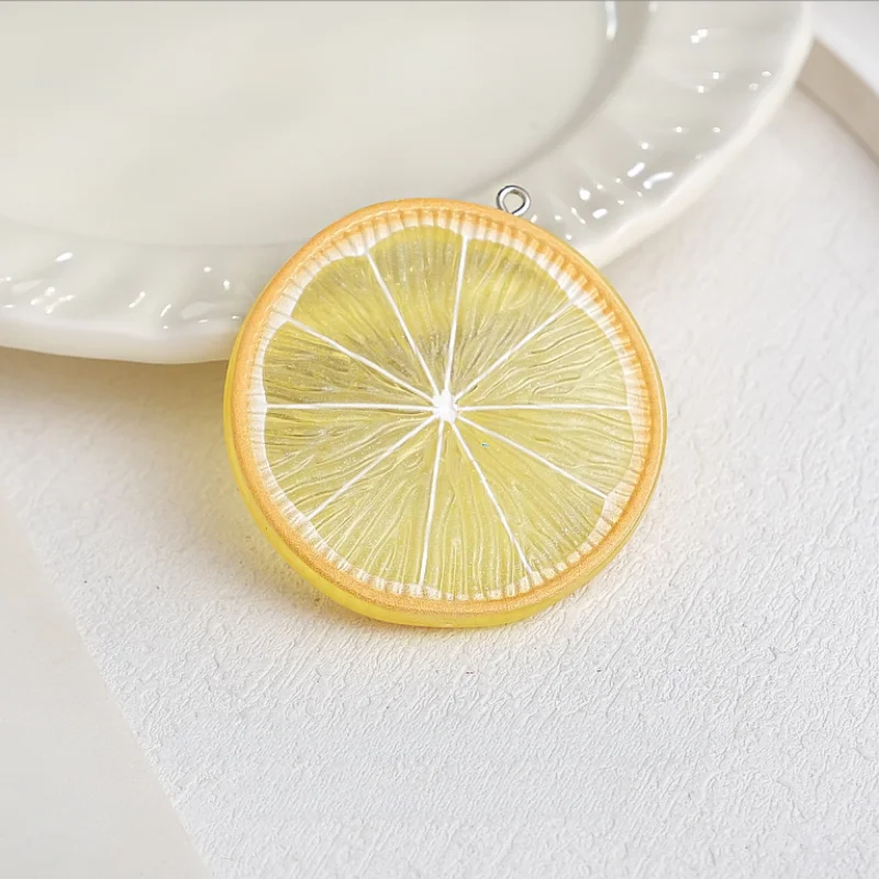 10Pcs Charms Artificial Fruit Plastic Lemon Slices Silver Color Pendants DIY Crafts Making Findings Handmade Fashion Jewelry