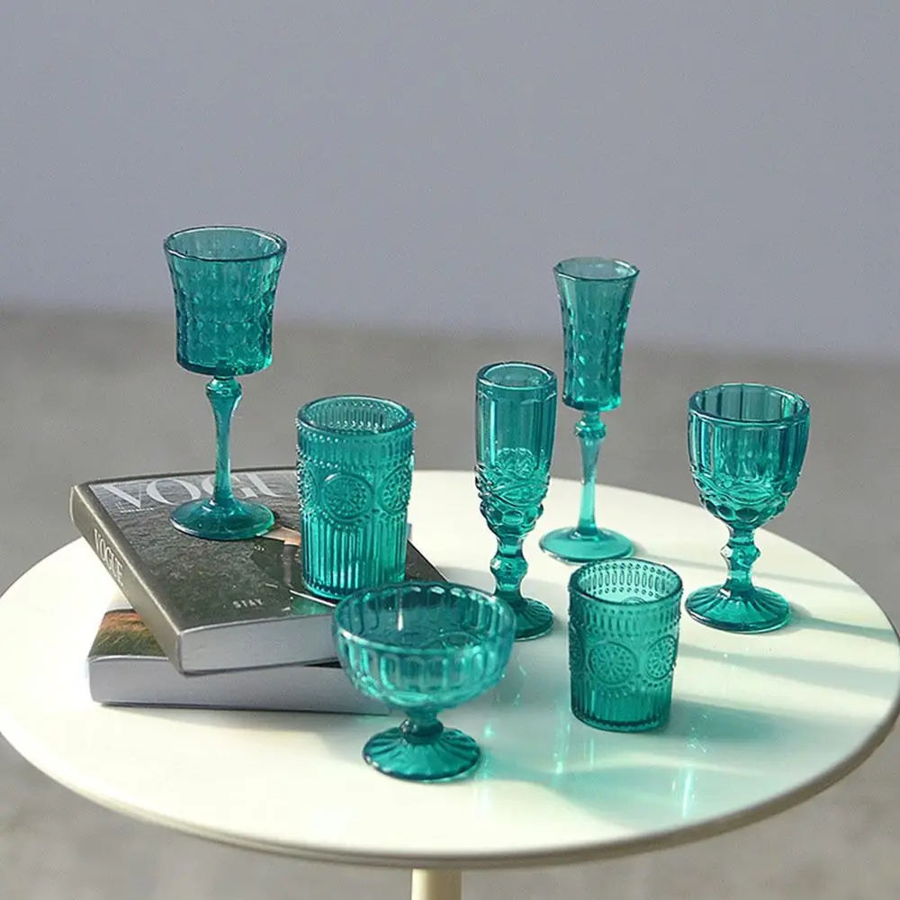 7PCS 1/6 Scale Dollhouse Water Cup Scene Model Playing House Miniature Wine Glass Food Toy Multicolor Doll Kitchenware Dollhouse