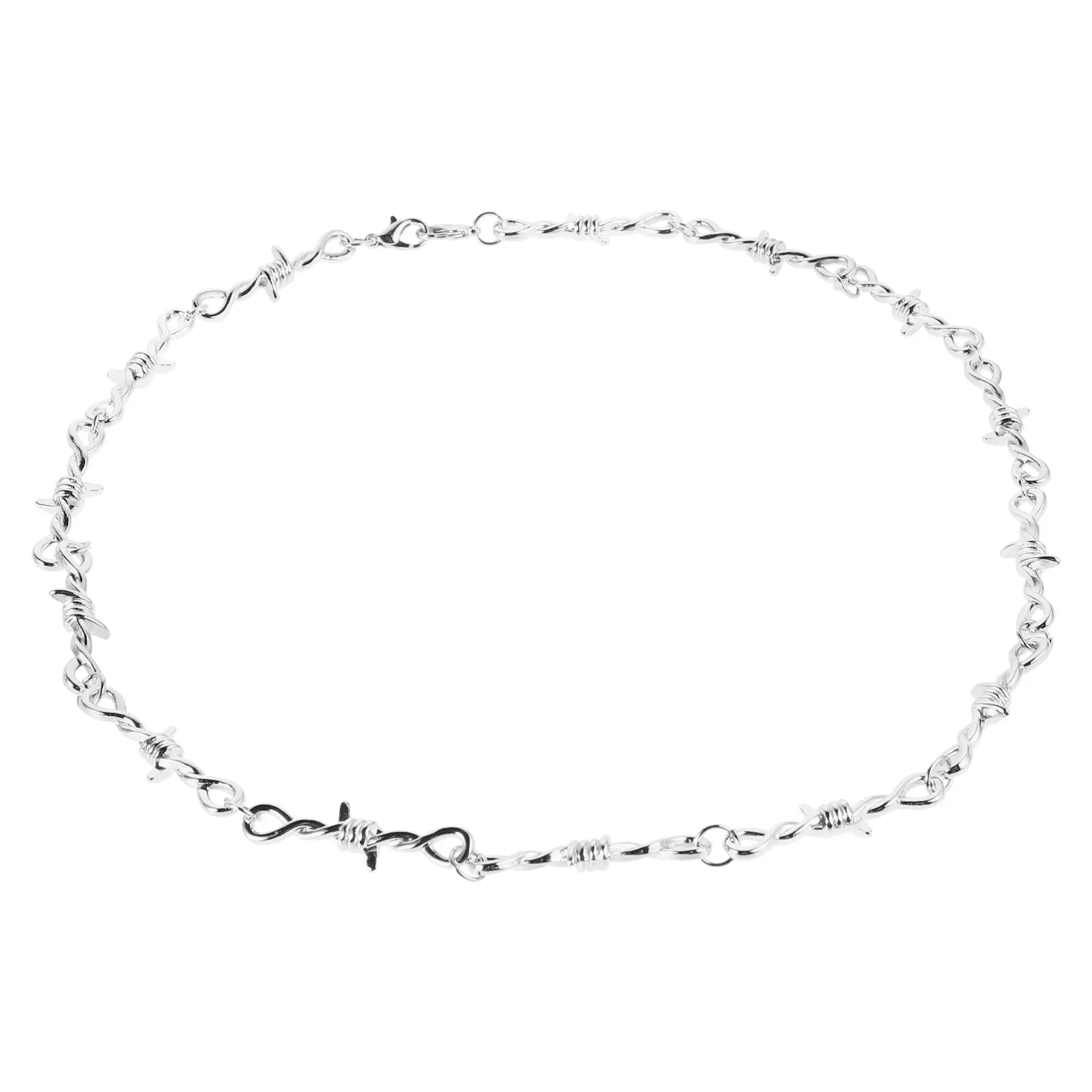 Barbed Wire Choker Necklace for Men and Women – Gothic Punk Metal Chain Collar, Alloy Jewelry for Concerts & Daily Wear